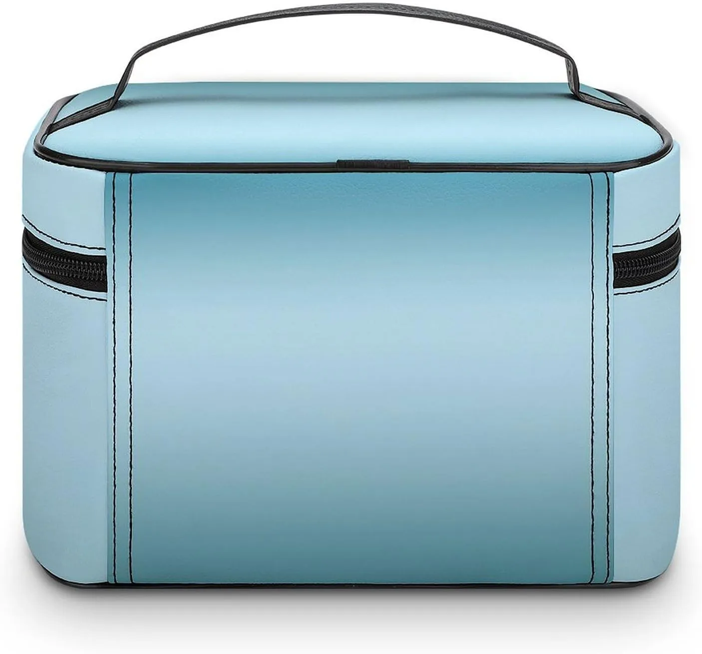 Leather Cosmetic Case, Aqua Ombre Portable Makeup Bag Organizer Large Capacity Travel Toiletry Bag with Zipper