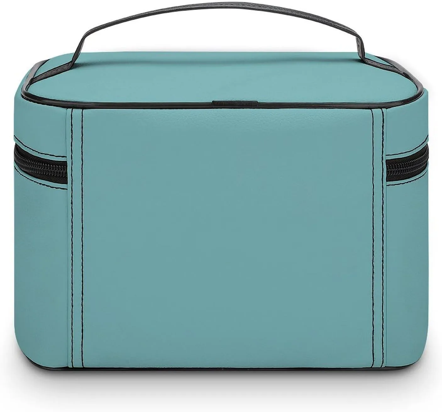 Leather Cosmetic Case, Blue Modern Trendy Chic Portable Makeup Bag Organizer Large Capacity Travel Toiletry Bag with Zipper