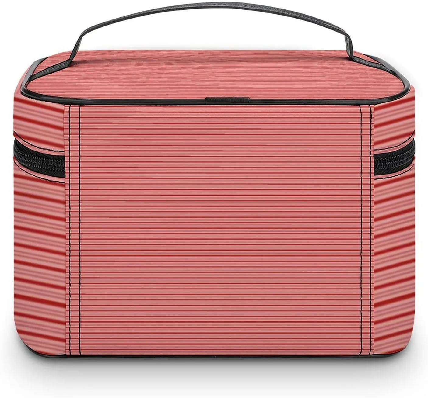 Leather Cosmetic Case, Red Candy Canes, Classic & Fun Striped Portable Makeup Bag Organizer Large Capacity Travel Toiletry Bag with Zipper