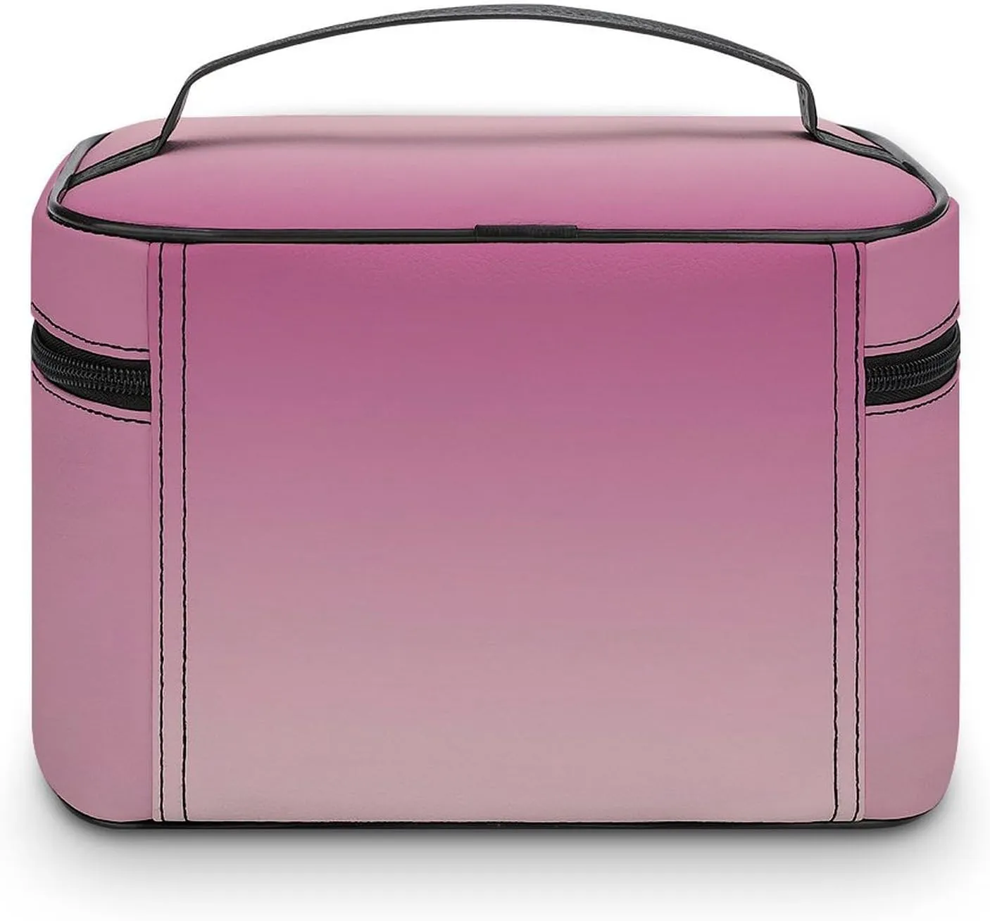 Leather Cosmetic Case, Rose Gold Pink Portable Makeup Bag Organizer Large Capacity Travel Toiletry Bag with Zipper