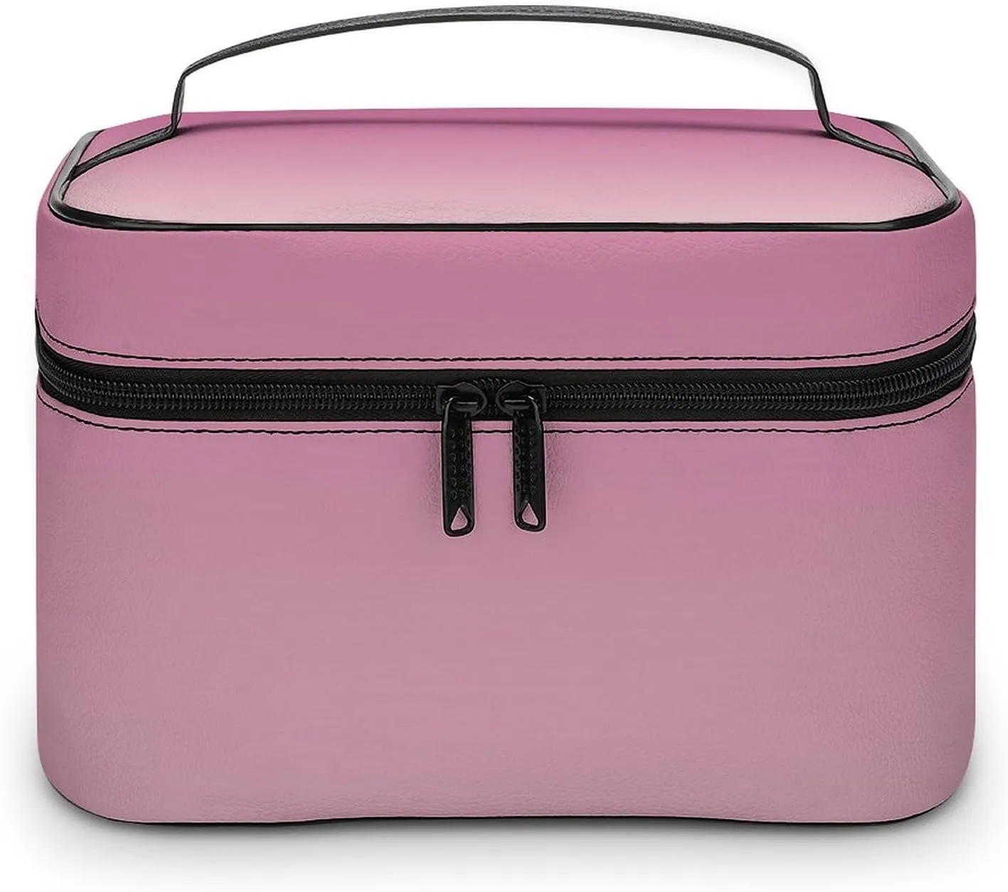 Leather Cosmetic Case, Rose Gold Pink Portable Makeup Bag Organizer Large Capacity Travel Toiletry Bag with Zipper