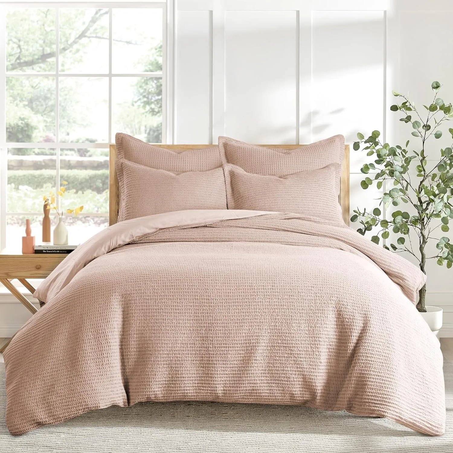 Levtex Home - Cloud Waffle Comforter Set - King Comforter   Two King Pillow Cases - Waffle Weave - Blush - Comforter (106 x 94in.) and Pillow Case (36 x 20in.) - Cotton