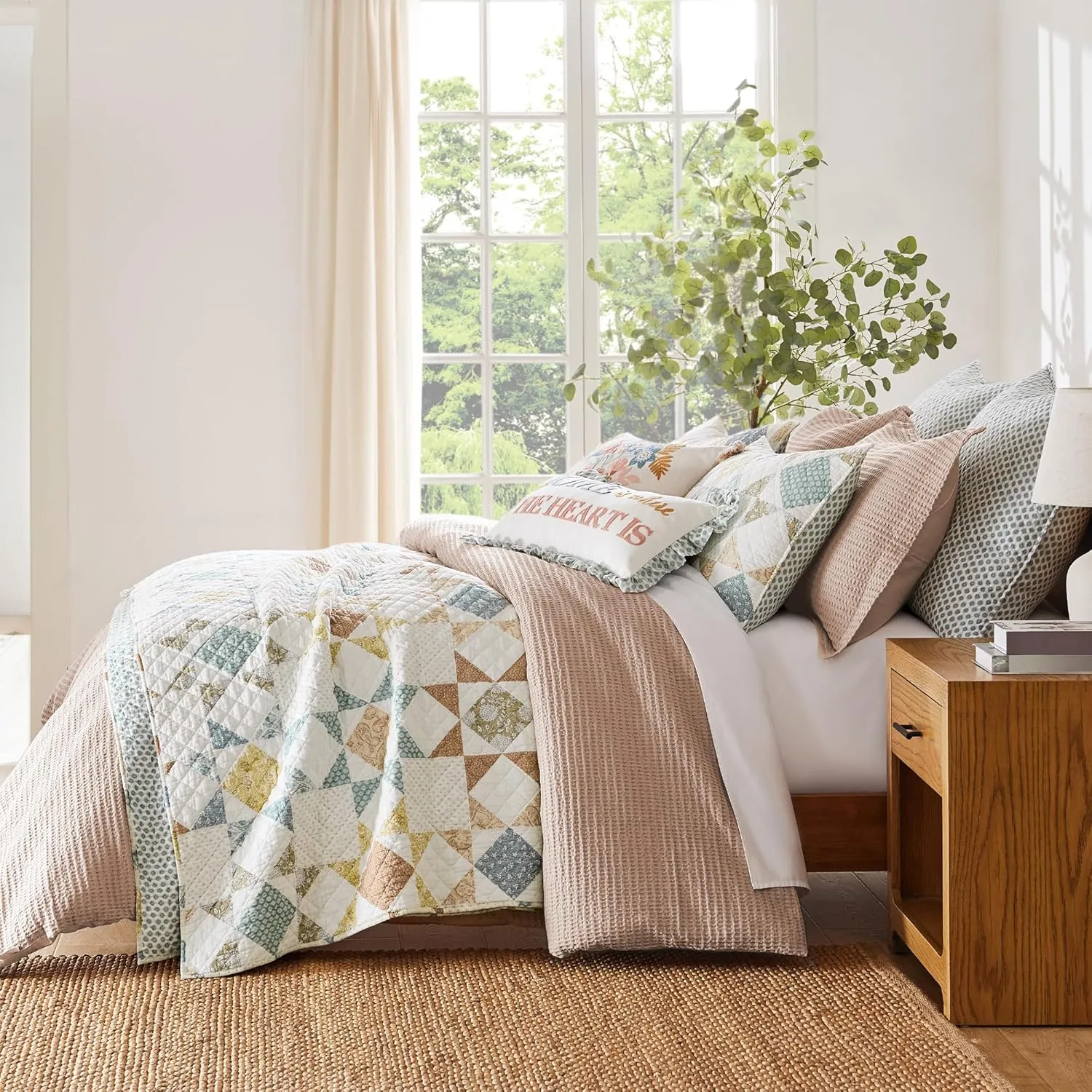 Levtex Home - Cloud Waffle Comforter Set - King Comforter   Two King Pillow Cases - Waffle Weave - Blush - Comforter (106 x 94in.) and Pillow Case (36 x 20in.) - Cotton