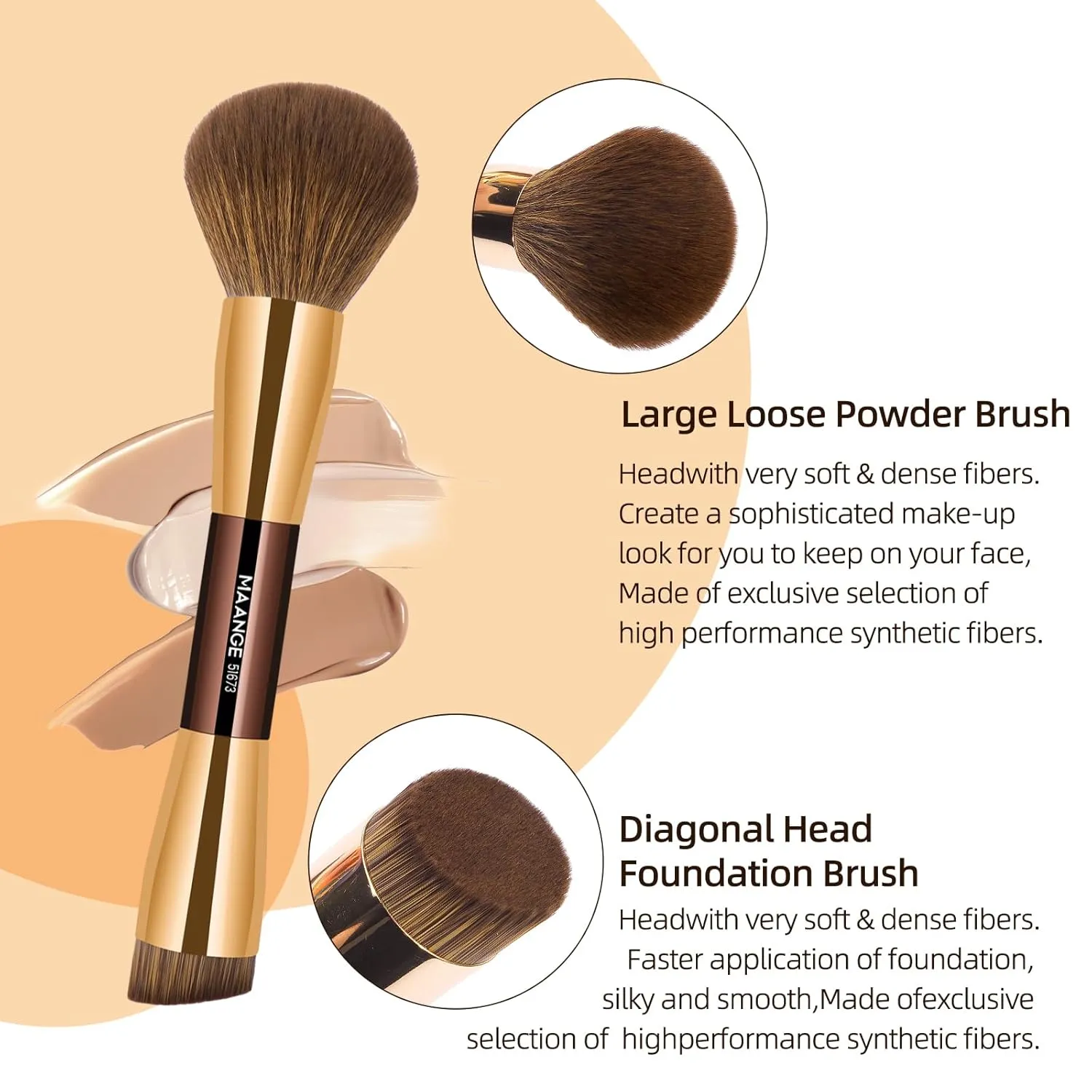 MAANGE 20 Pcs Makeup Brushes with Gift Box, Double-End Multi-functional Makeup Brushes for Blending Liquid Powder Concealer Cream Blush Buffe,Coffee Gold