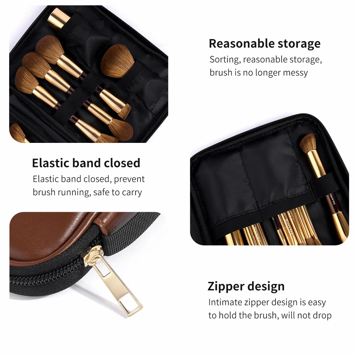 MAANGE 20 PCS Makeup Brush Set, Double-ended Kabuki Brush Foundation Contour Brush for Liquid Powder Concealer Eye Shadows Cream Cosmetics Blending Blush Face Makeup Tools with Case (Coffee Gold)