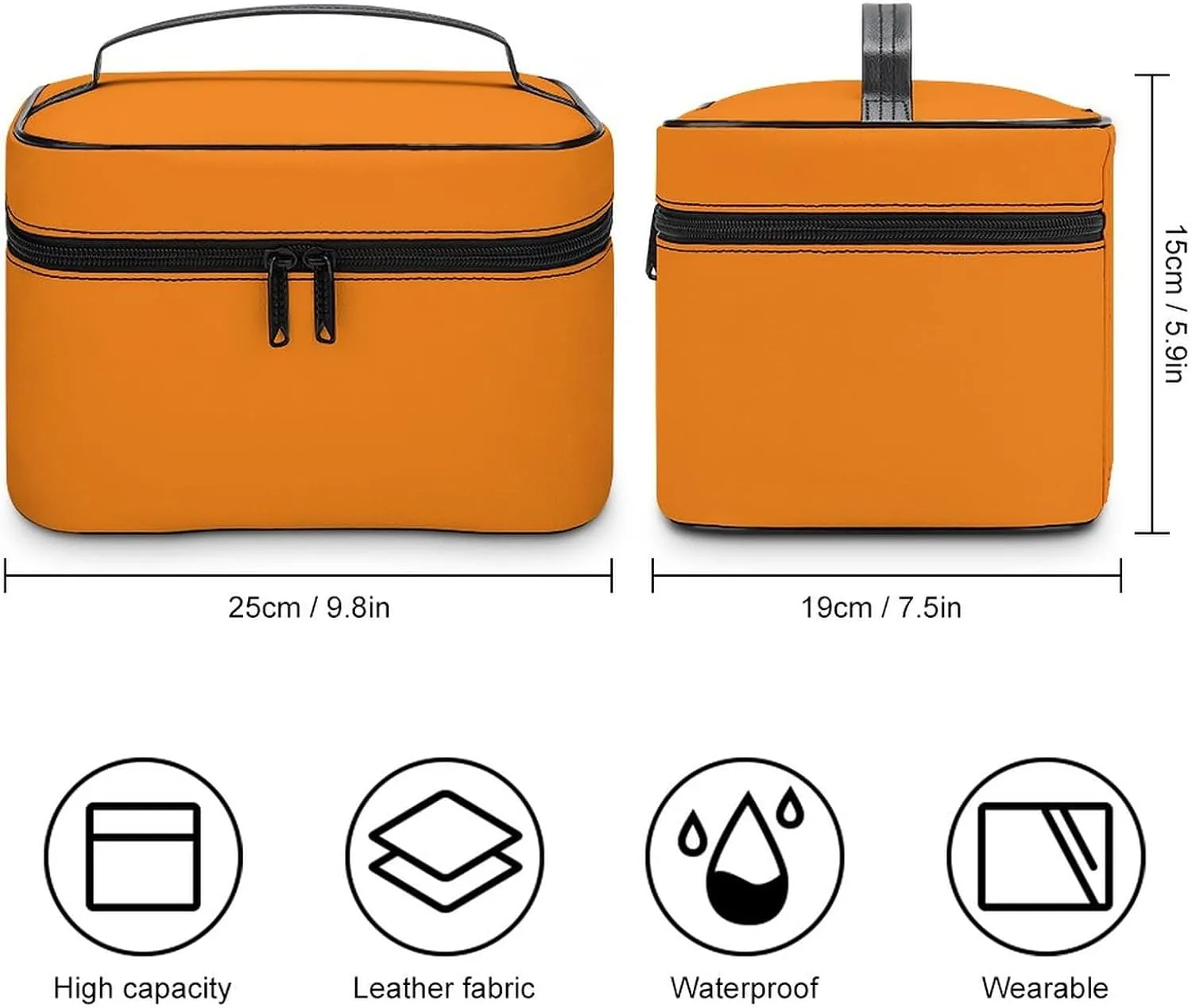 Makeup Bag, Modern Bright Orange Travel Cosmetic Bag Makeup Organizer Case Large Capacity Portable Zipper Toiletry Bag for Women