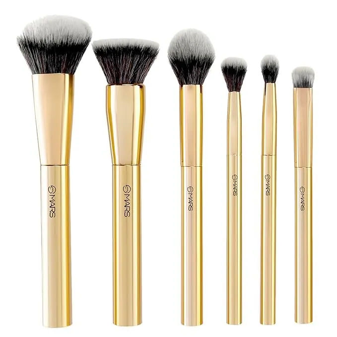 Makeup Brush Set, 6 Piece Gold Collection, Foundation Powder Blush Eyeshadow Brushes