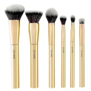 Makeup Brush Set, 6 Piece Gold Collection, Foundation Powder Blush Eyeshadow Brushes