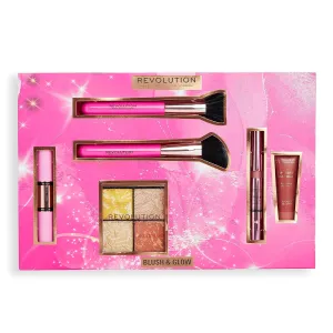 Makeup Revolution Blush & Glow Highlight Makeup Gift Set, 6-PieceGift Set with Eyeshadows, Blush