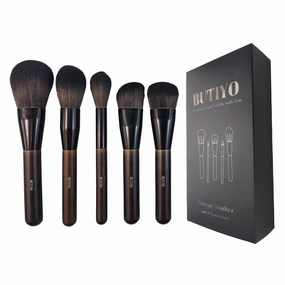 Makeup Brushes Set BUTIYO Synthetic Foundation Powder Contour Blush Highlight Make up Brushes with black for Face (5 PCS) FB008