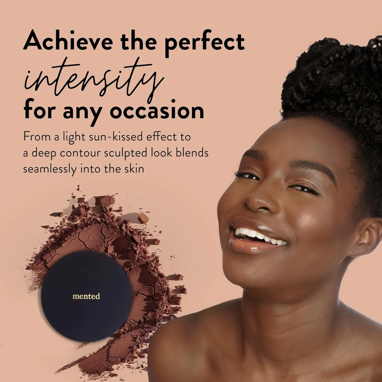 Mented Cosmetics Made in Italy, Cruelty Free Makeup, Vegan, Paraben Free, Shimmer Bronzer, Highlighter Bronzing Powder Palette for Face with Vitamin E   A, 0.35oz/10g, Beach Bum