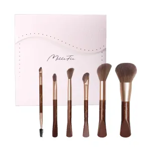 MilleFee Cosmetic Brush Set, Synthetic Fiber, Oval Brush, 6 Pieces