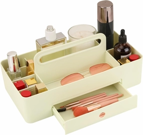 Multipurpose Caddy Organizer with Handle -8 Compartments and 1 small drawer - Art Craft Supplies, Office, Desk, Stationery Pen Holder, Makeup, Bathroom, Shower, Cleaning, Dorm Organizer - Green