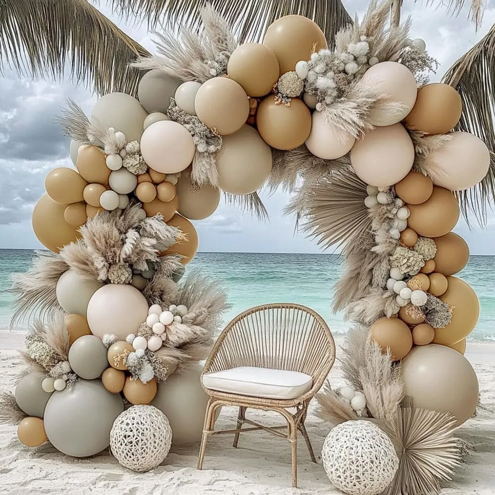 Neutral Balloon Boho Nude Double Stuffed Beige Cream Tan Balloons Garland Blush Ivory White Sand Latex Arch Kit for Baby Shower Gender Reveal Bridal Shower Birthday Wedding Party Decorations