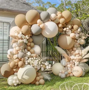 Neutral Balloon Boho Nude Double Stuffed Beige Cream Tan Balloons Garland Blush Ivory White Sand Latex Arch Kit for Baby Shower Gender Reveal Bridal Shower Birthday Wedding Party Decorations