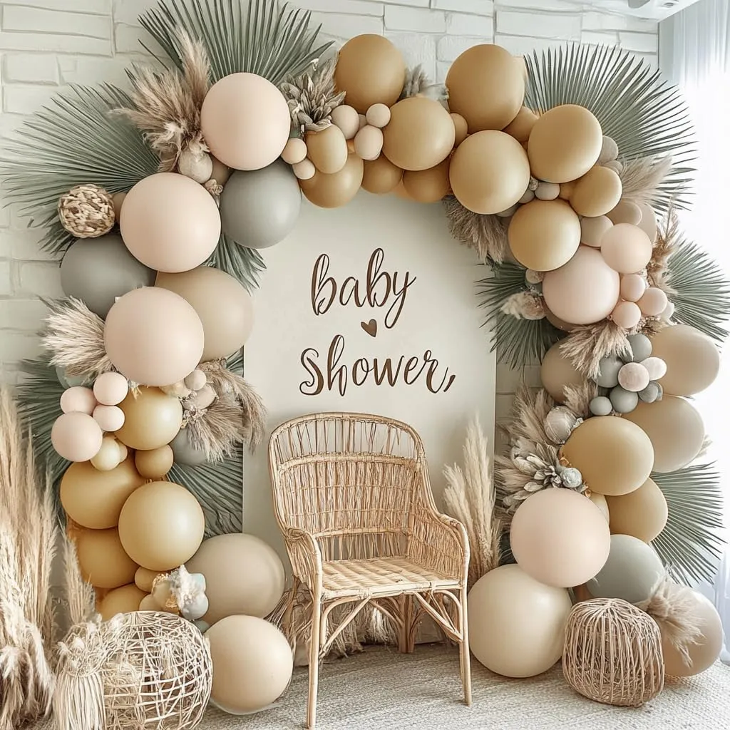 Neutral Balloon Boho Nude Double Stuffed Beige Cream Tan Balloons Garland Blush Ivory White Sand Latex Arch Kit for Baby Shower Gender Reveal Bridal Shower Birthday Wedding Party Decorations