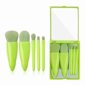 New Travel 5 Mirror Box Makeup Brush Set Portable Multi-functional Loose Brush Blush Brush Beauty Tool(Green)
