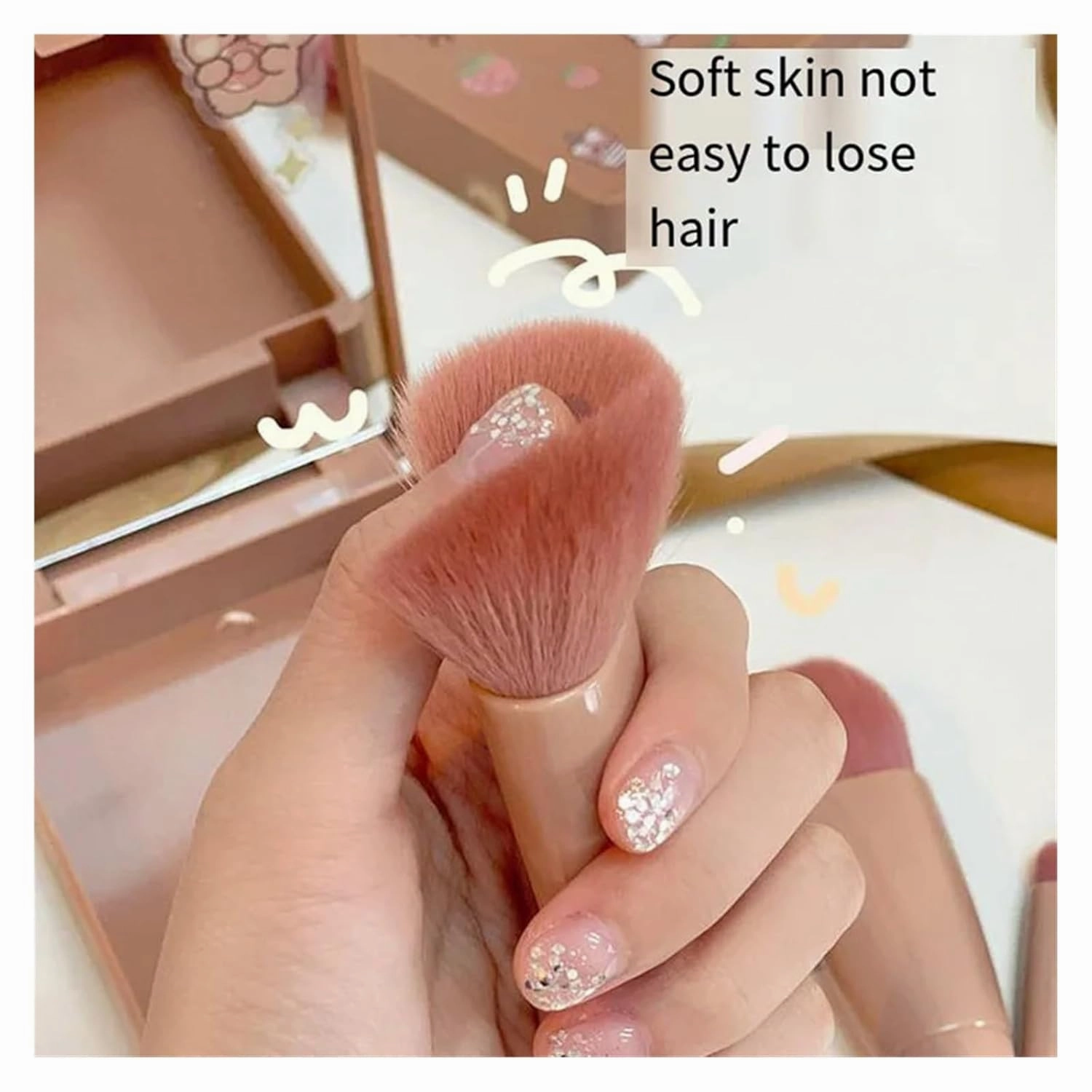 New Travel 5 Mirror Box Makeup Brush Set Portable Multi-functional Loose Brush Blush Brush Beauty Tool(Green)