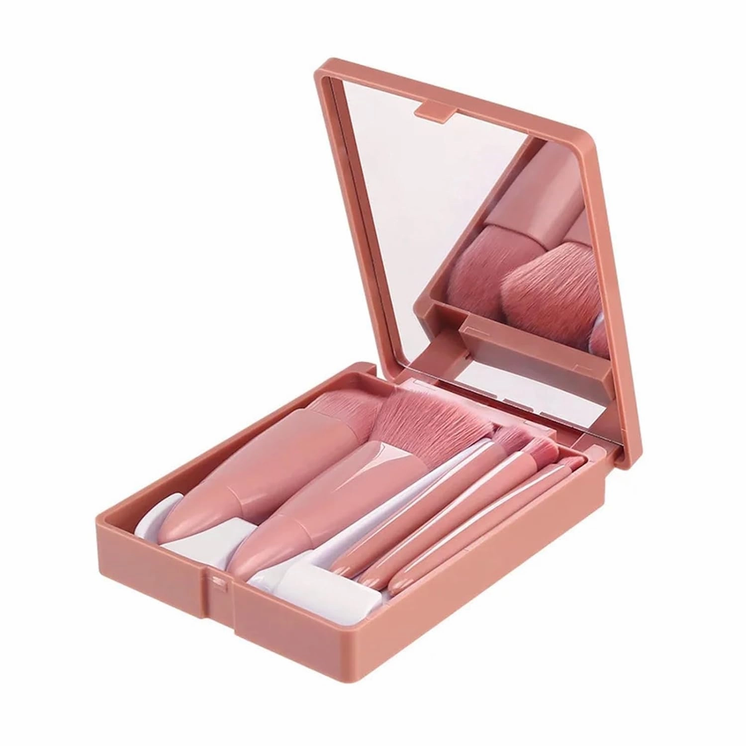 New Travel 5 Mirror Box Makeup Brush Set Portable Multi-functional Loose Brush Blush Brush Beauty Tool(Green)