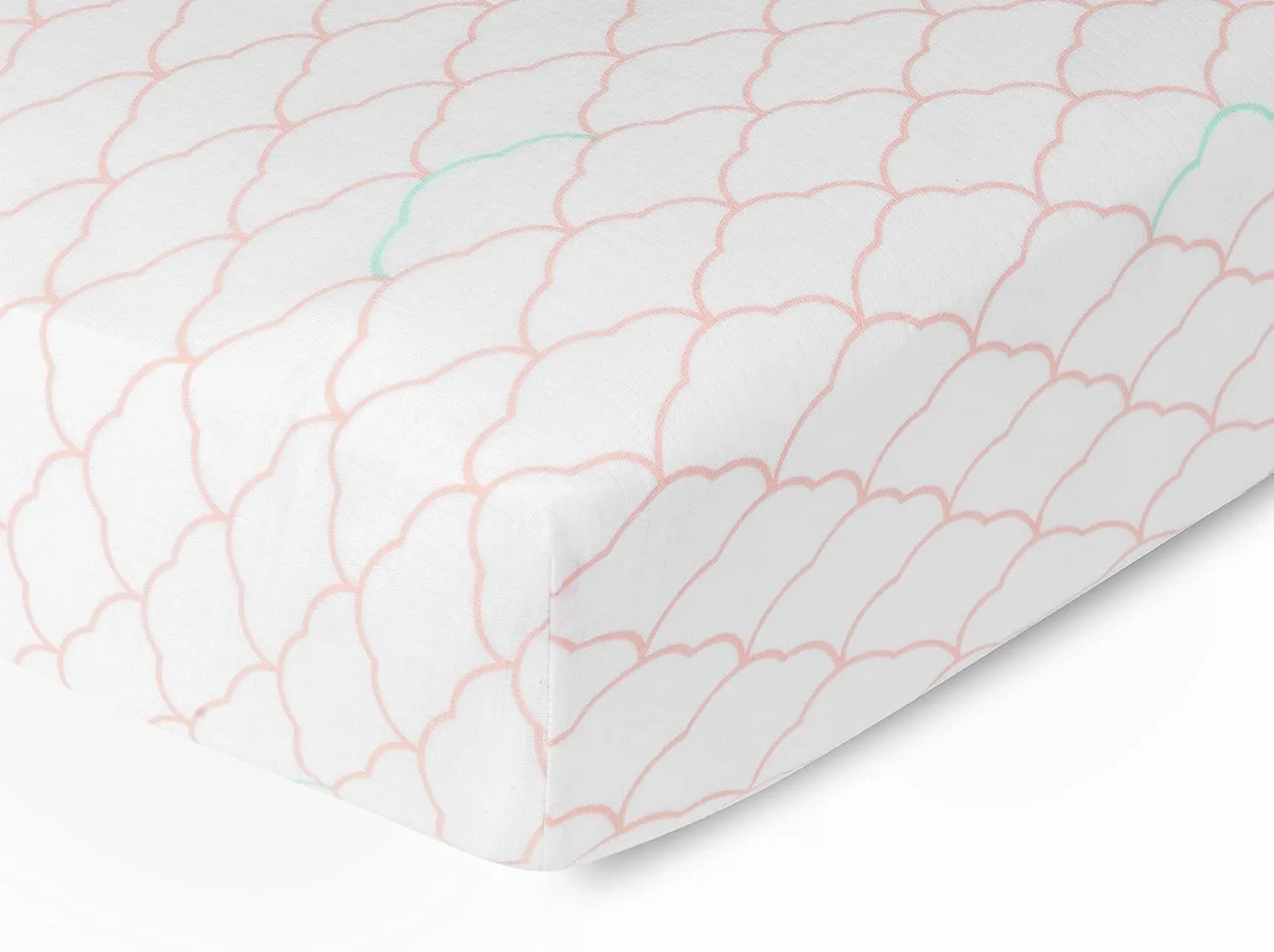 Newton Baby Organic Fitted Crib Sheets (2-Pack) - Ultra Breathable and Soft, 100% Organic Muslin Cotton, Dreamweaver Print in Blush Coral   Solid White, Fits All Standard Cribs