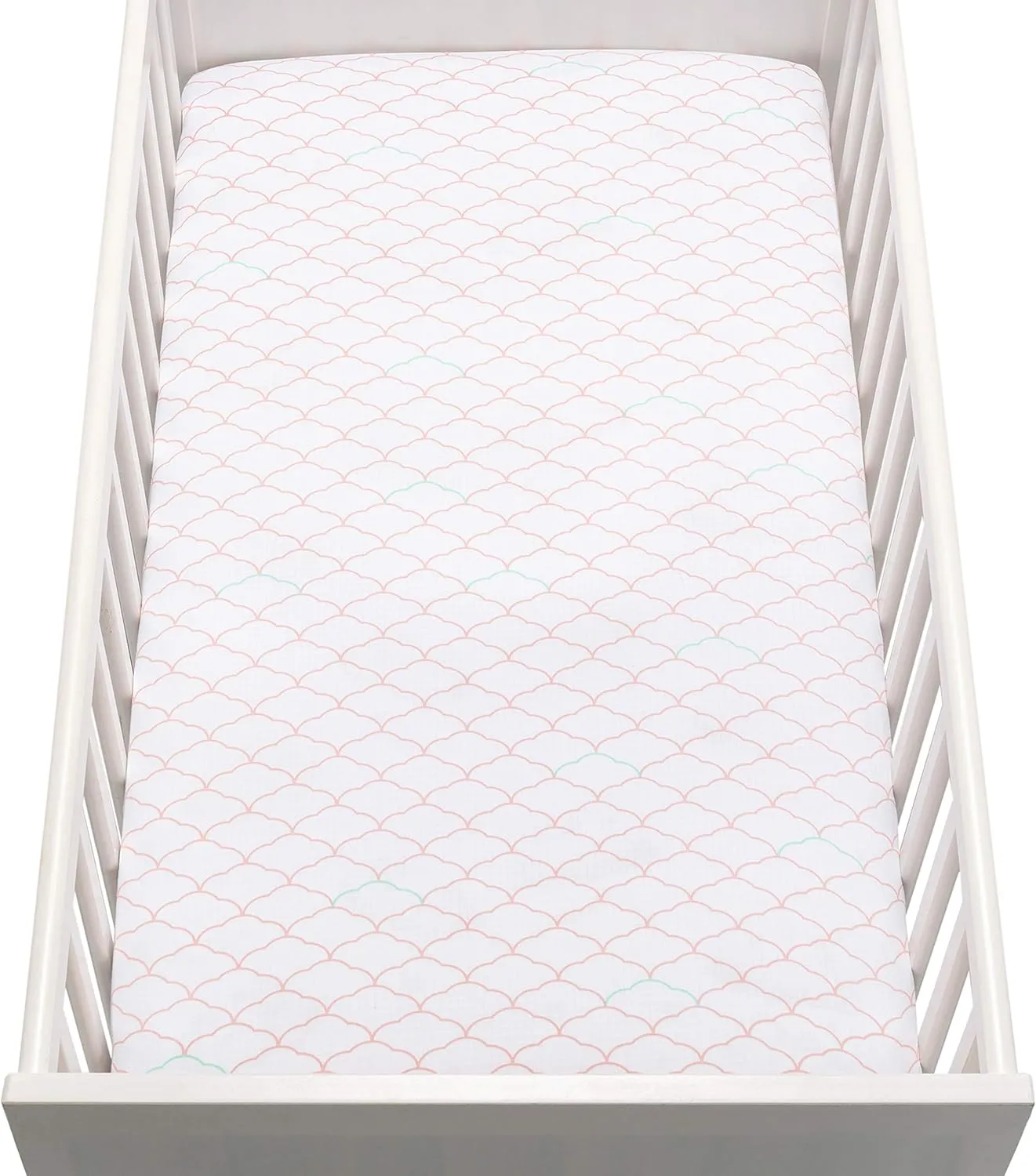 Newton Baby Organic Fitted Crib Sheets (2-Pack) - Ultra Breathable and Soft, 100% Organic Muslin Cotton, Dreamweaver Print in Blush Coral   Solid White, Fits All Standard Cribs