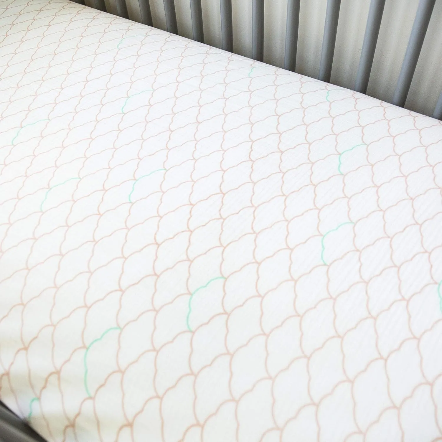 Newton Baby Organic Fitted Crib Sheets (2-Pack) - Ultra Breathable and Soft, 100% Organic Muslin Cotton, Dreamweaver Print in Blush Coral   Solid White, Fits All Standard Cribs