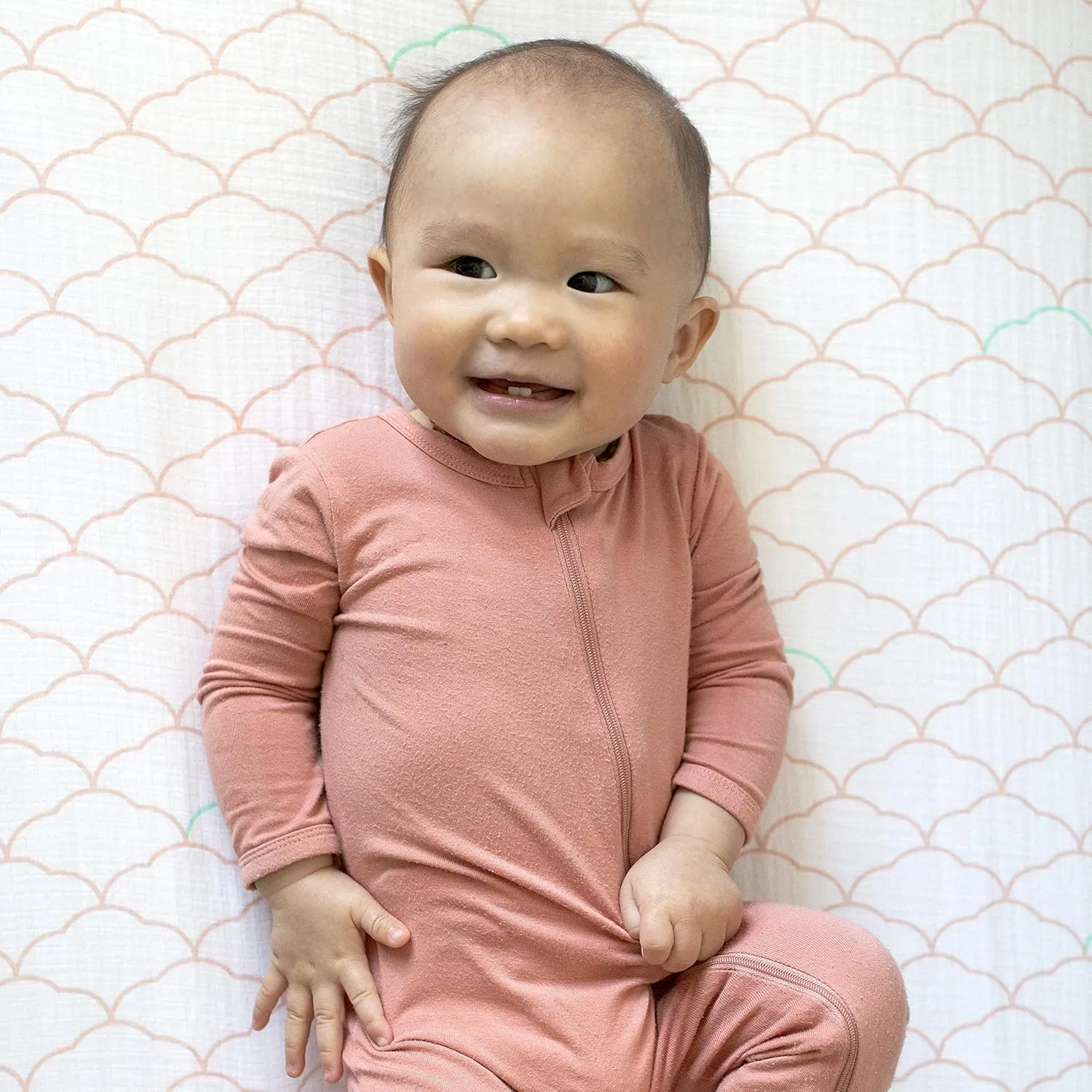 Newton Baby Organic Fitted Crib Sheets (2-Pack) - Ultra Breathable and Soft, 100% Organic Muslin Cotton, Dreamweaver Print in Blush Coral   Solid White, Fits All Standard Cribs