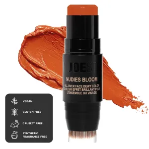 Nudestix Nudies Bloom Dewy and Radiant Cream Blush 3-in-1 All Over Face Colour For Cheeks, Eyes and Lips w/Blending Brush