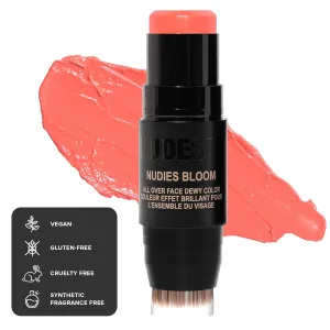 Nudestix Nudies Bloom Dewy and Radiant Cream Blush 3-in-1 All Over Face Colour For Cheeks, Eyes and Lips w/Blending Brush