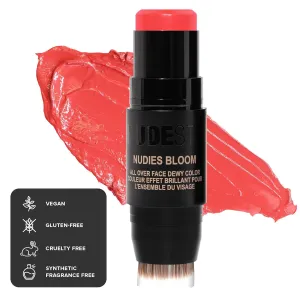 Nudestix Nudies Bloom Dewy and Radiant Cream Blush 3-in-1 All Over Face Colour For Cheeks, Eyes and Lips w/Blending Brush