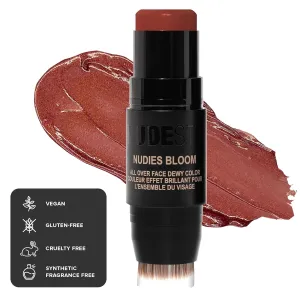 Nudestix Nudies Bloom Dewy and Radiant Cream Blush 3-in-1 All Over Face Colour For Cheeks, Eyes and Lips w/Blending Brush