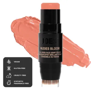 Nudestix Nudies Bloom Dewy and Radiant Cream Blush 3-in-1 All Over Face Colour For Cheeks, Eyes and Lips w/Blending Brush