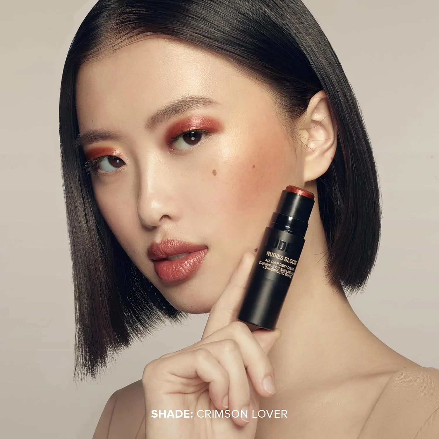 Nudestix Nudies Bloom Dewy and Radiant Cream Blush 3-in-1 All Over Face Colour For Cheeks, Eyes and Lips w/Blending Brush