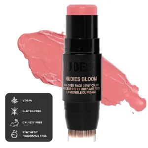 Nudestix Nudies Bloom Dewy and Radiant Cream Blush 3-in-1 All Over Face Colour For Cheeks, Eyes and Lips w/Blending Brush