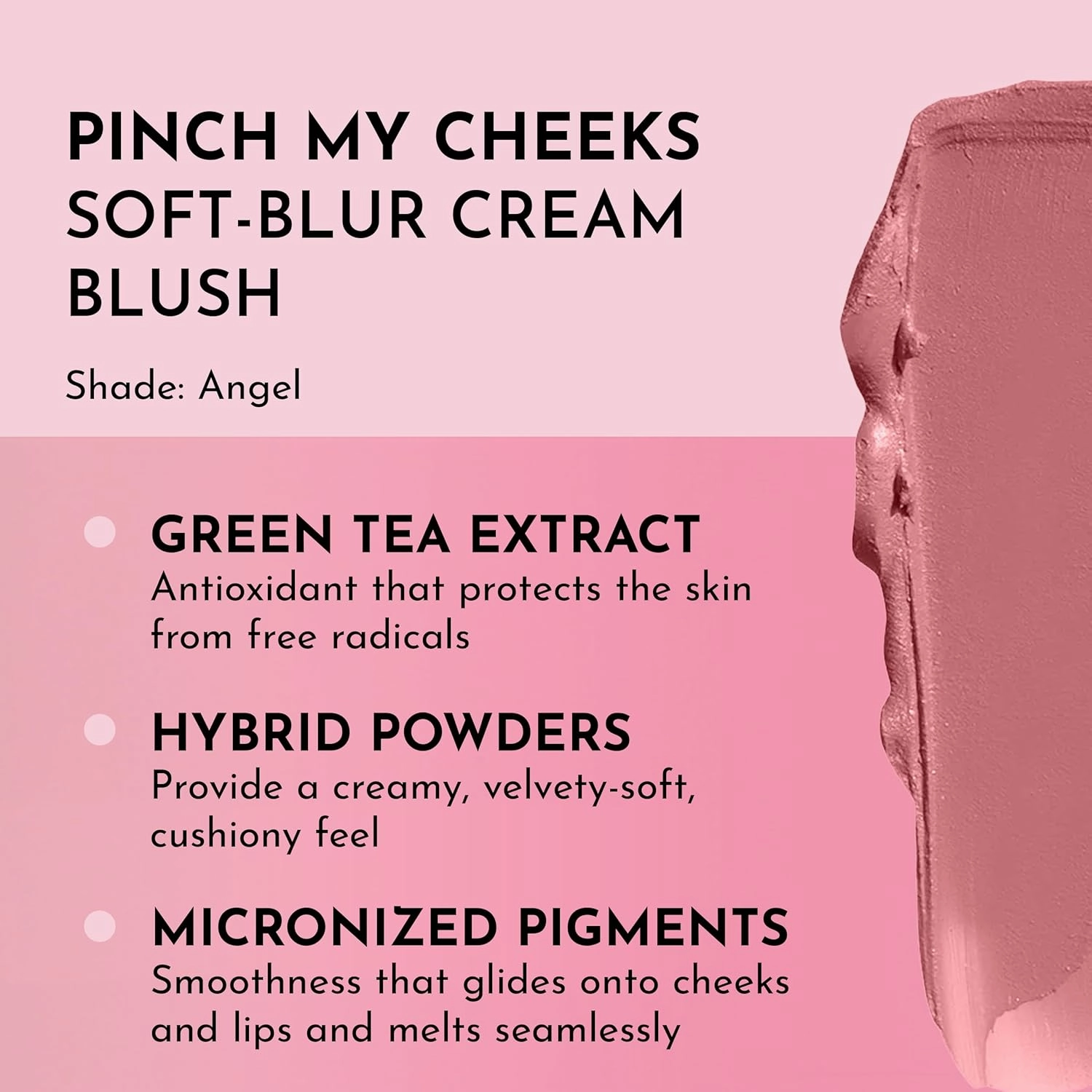 Pinch My Cheeks Soft-Blur Cream Blush - Angel - Premium Blush with Natural Ingredients to Re-Energize and Protect the Skin While Imparting a Soft, Cloudy Finish - 0.18 oz