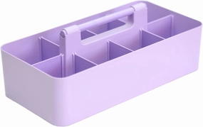 Plastic Portable Makeup Caddy Tote Divided Basket Bin with Handle, for Bathroom Storage - Holds Blush Makeup Brushes, Eyeshadow Palette, Lipstick - Extra Large Made In USA