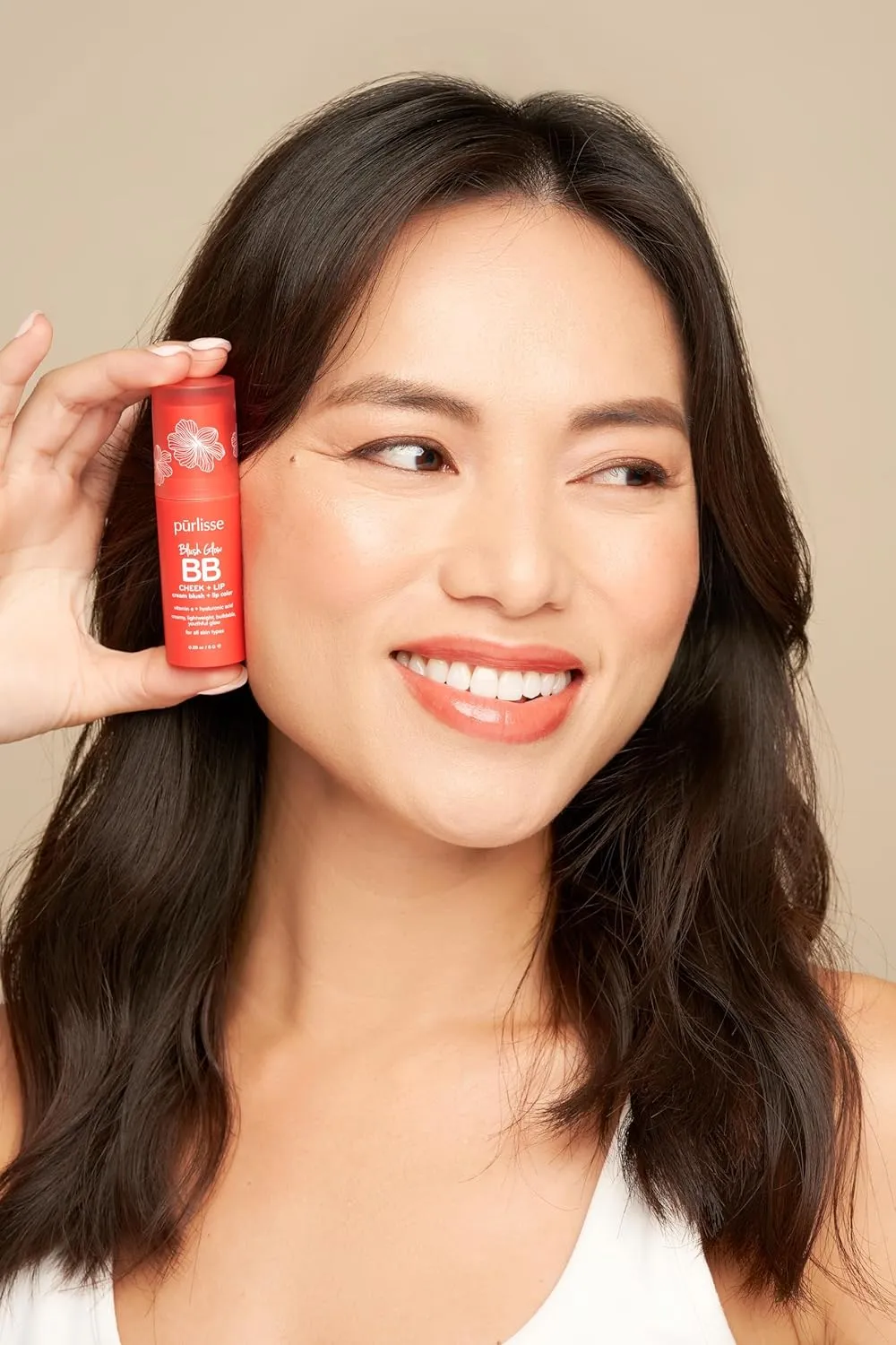 Prlisse Blush Glow Lip and Cheek Tint - Summer Coral (.28 oz) - 2-in-1 Cream Blush Stick for Cheeks and Lips with Vitamin E & Hyaluronic Acid - Hydrating & Buildable