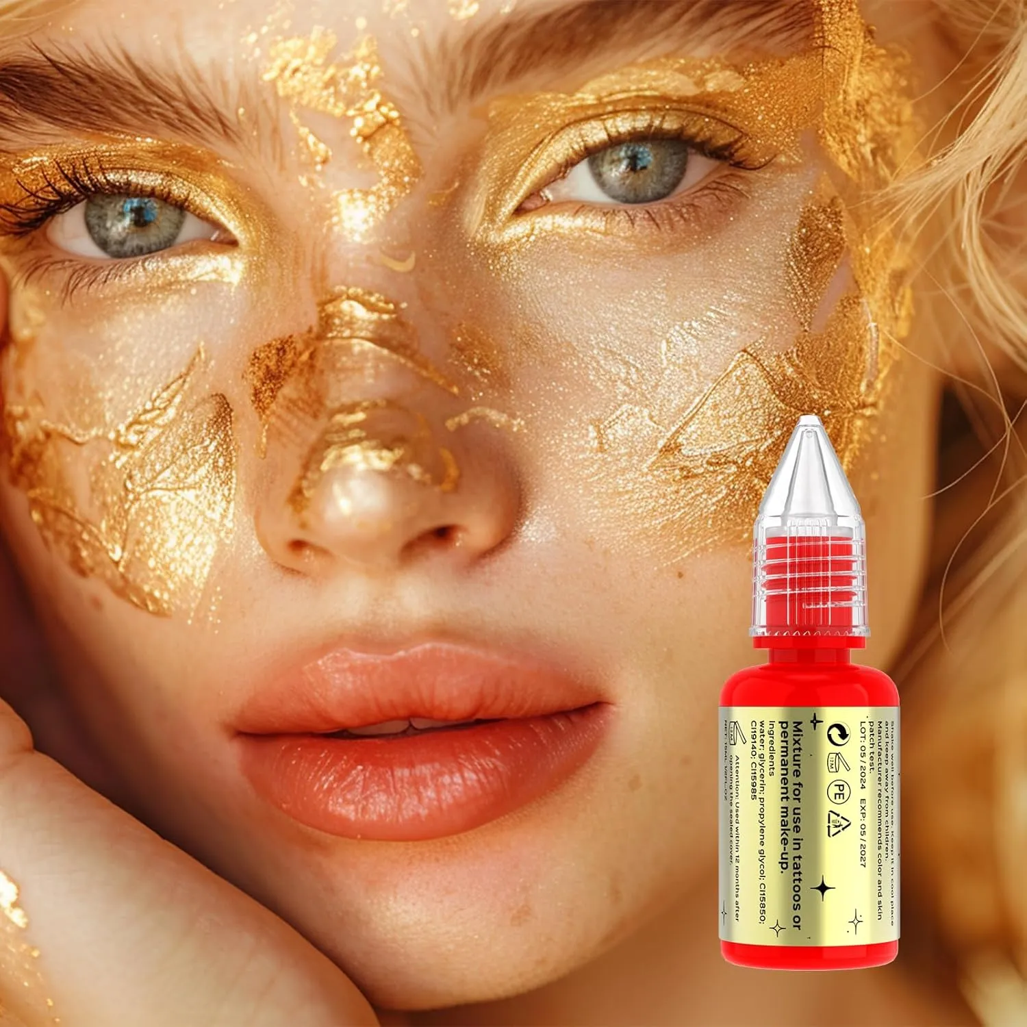 QUELLE Permanent Makeup Ink Lips Pigment Water Based 0.5oz/15ml Vegan Lip Ink Microblading Pigment for Lip Blush Permanent Makeup Lip Color (Bright Cherry)