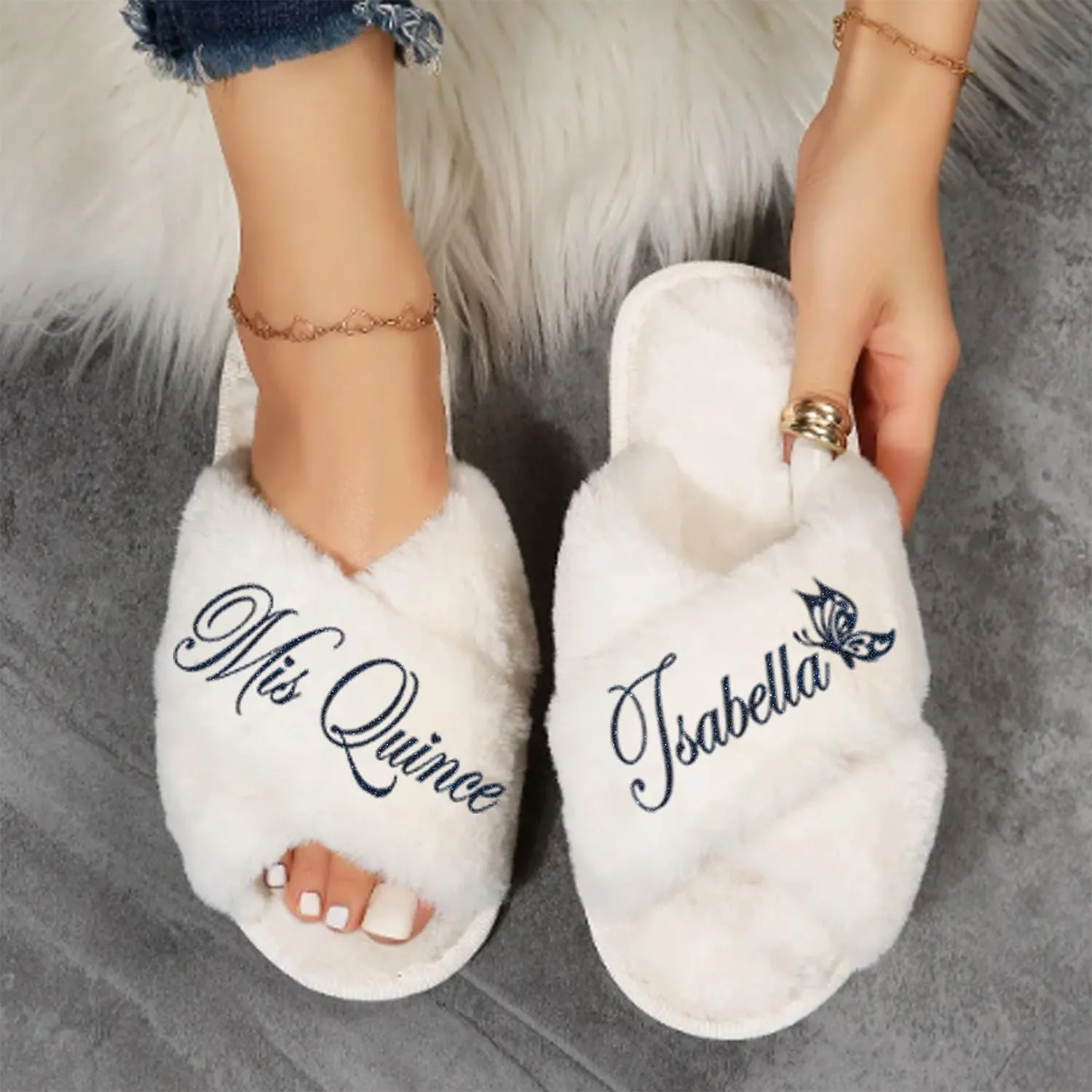 Quinceanera Robes and Slippers Set for Mis XV Anos and the Entire Quince Squad, Robes for Mama de la Quince, Abuela, Hermana and More, A Great Bundled Quinceanera Gift, Dusty Blue S/M