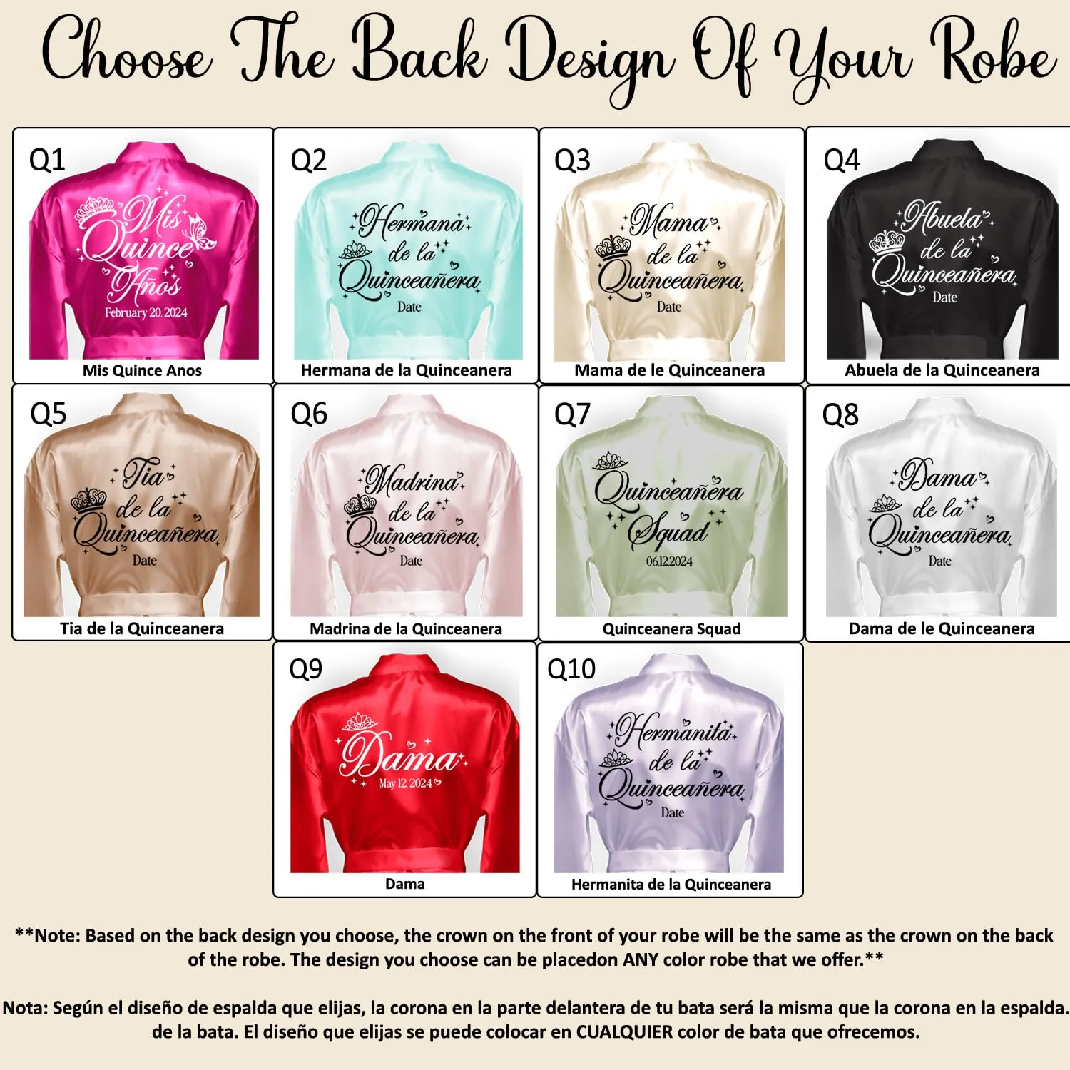 Quinceanera Robes and Slippers Set for Mis XV Anos and the Entire Quince Squad, Robes for Mama de la Quince, Abuela, Hermana and More, A Great Bundled Quinceanera Gift, Lilac L/XL