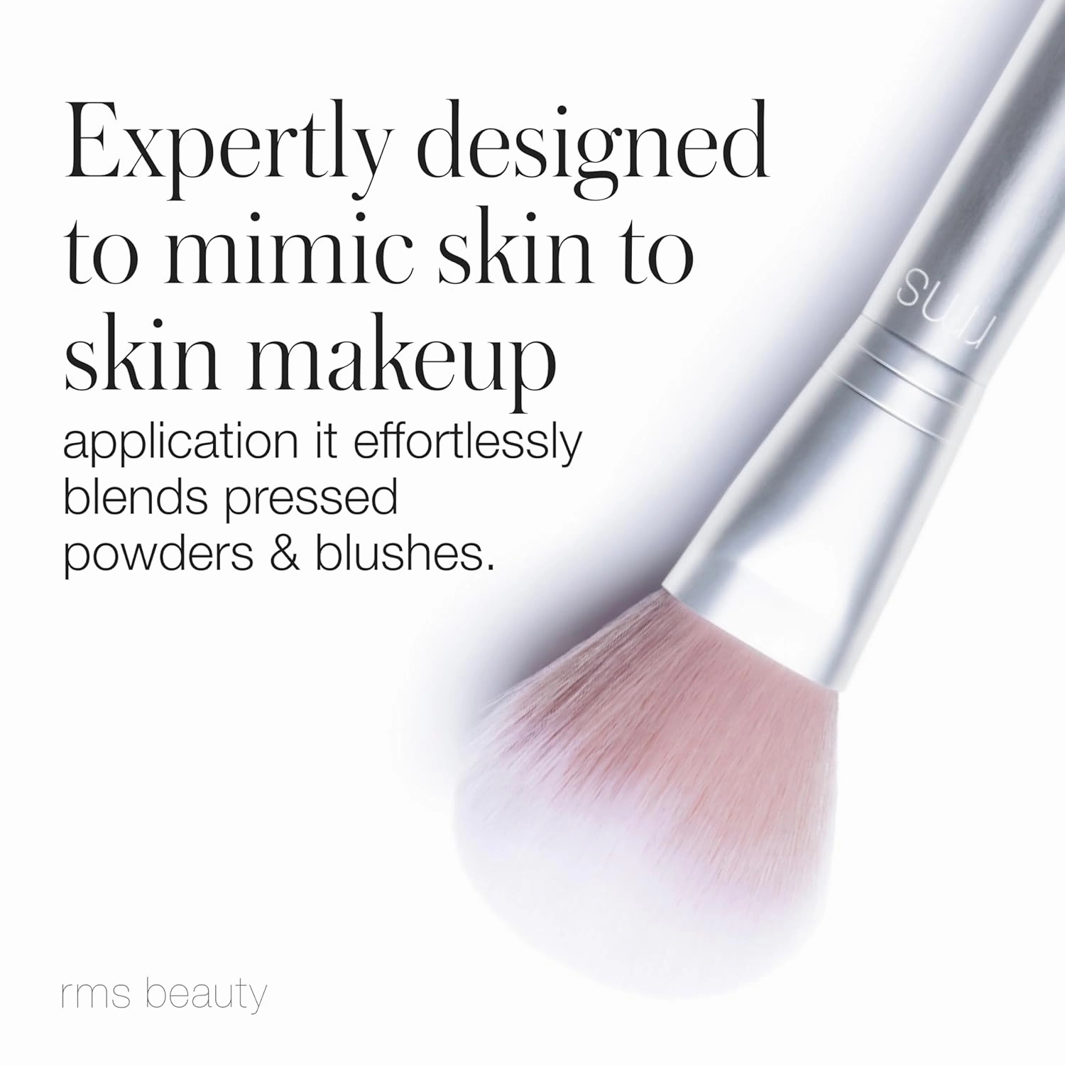 RMS Beauty Skin2Skin Powder Blush Brush - Vegan, Synthetic Fiber Face Makeup Brush for Powder Bronzer, Loose Powder & Powder Blush, Cruelty Free Clean Beauty Makeup Tools