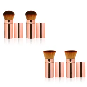Round Flat Top Foundation Brush for Liquid Makeup Flat Retractable Kabuki Brush Sunscreen Applicator for Kids, Bronzer, Cream or Flawless Powder Makeup