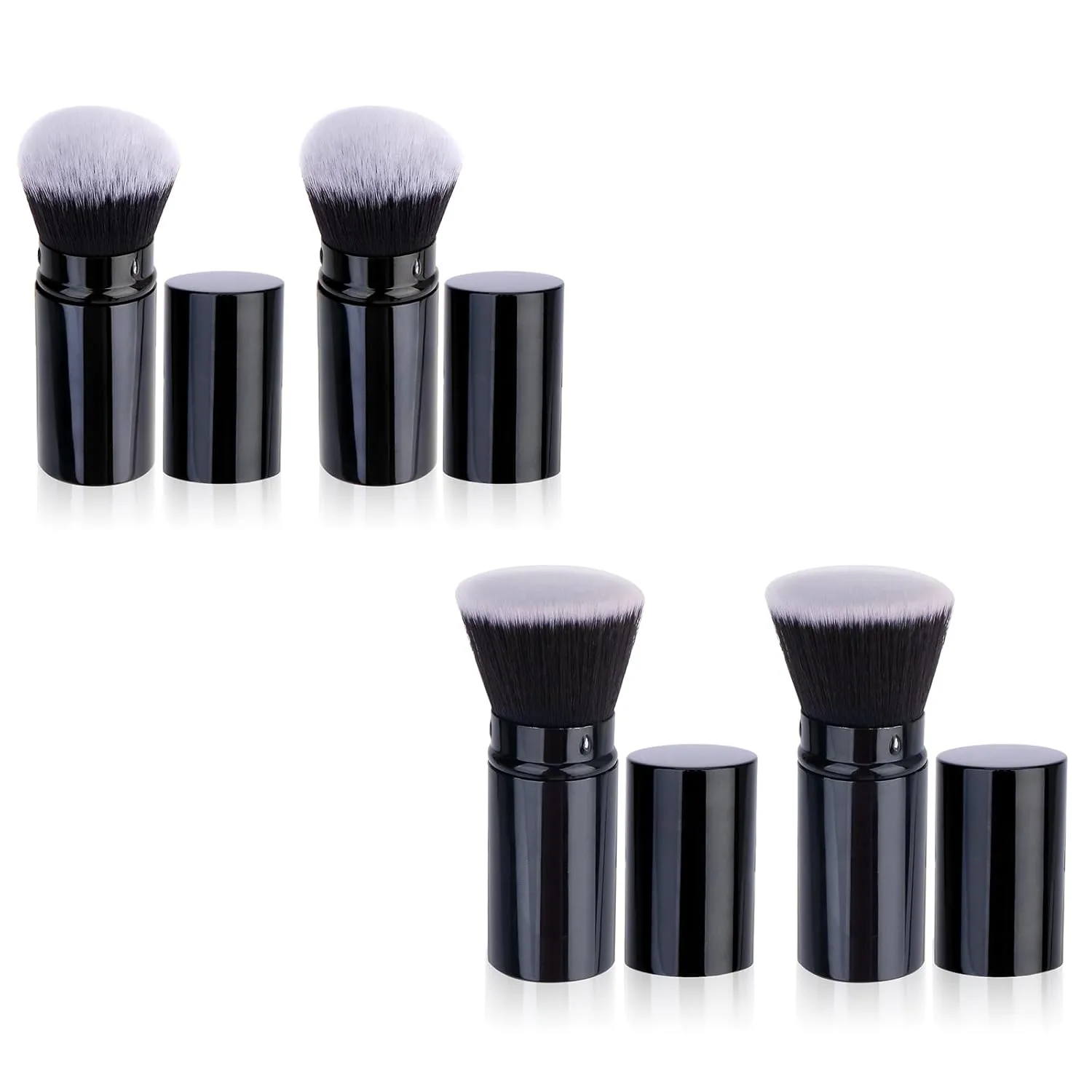 Round Flat Top Foundation Brush for Liquid Makeup Flat Retractable Kabuki Brush Sunscreen Applicator for Kids, Bronzer, Cream or Flawless Powder Makeup