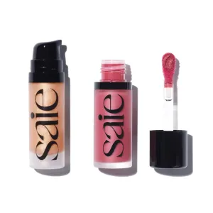 Saie Mini Glowy Super Gel Lightweight llluminator & Makeup Primer - Sunglow (0.5 oz)   Dew Blush - Lightweight Liquid Blush with a Blendable   Buildable Cream Finish - Dreamy (.40 oz)