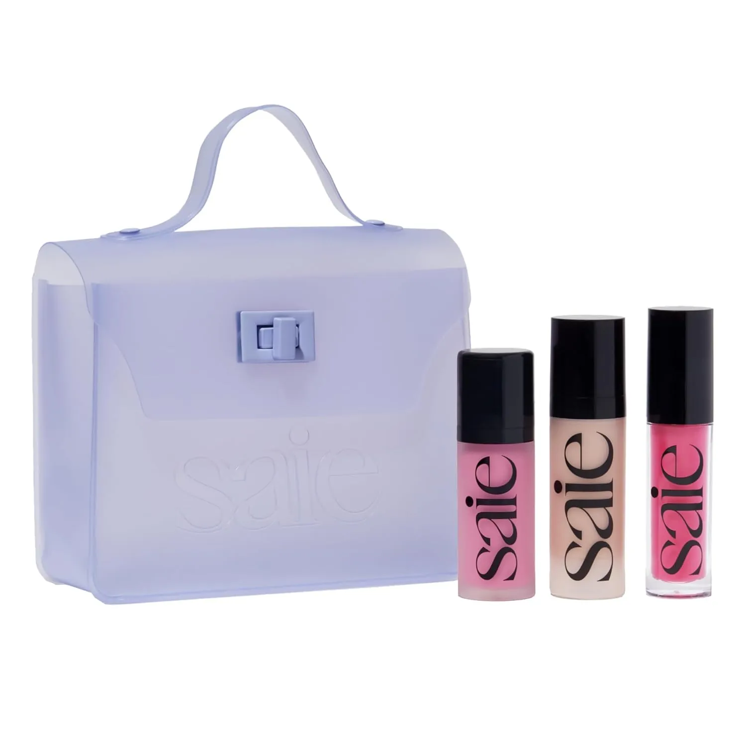 Saie SaieGlow Starter Kit - Hydrating   Highlighting Makeup Kit with Glowy Super Gel in Roseglow, Dew Blush in Baby, and Glossybounce Lip Gloss in Play (3 Count)