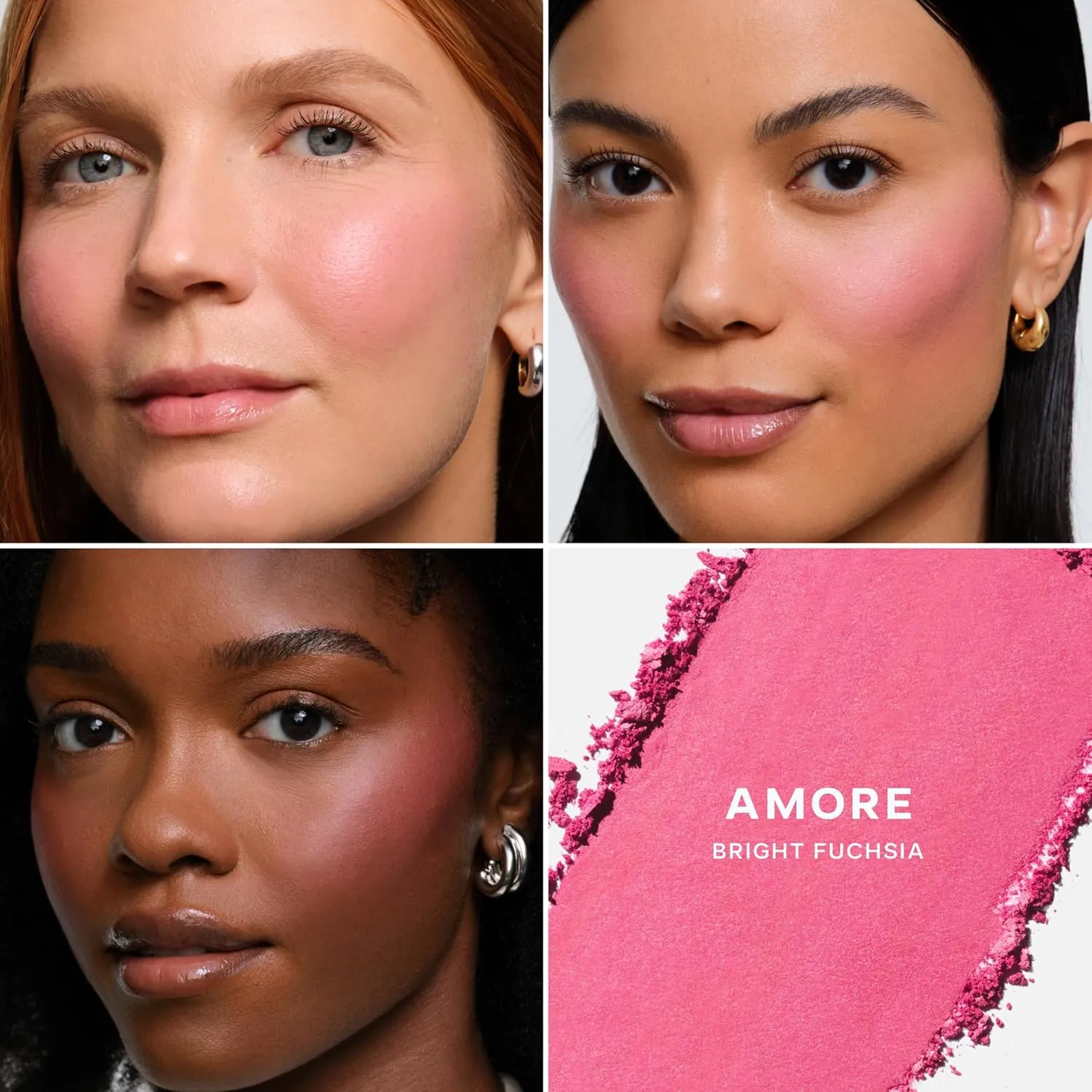 Saie SuperSuede Baked Blush - Talc-Free Powder Blush for All Day Wear - Enriched with Plant-Derived Squalane   Glycerin to Help Moisturize Dry Skin - Amore (.01 Ounce)