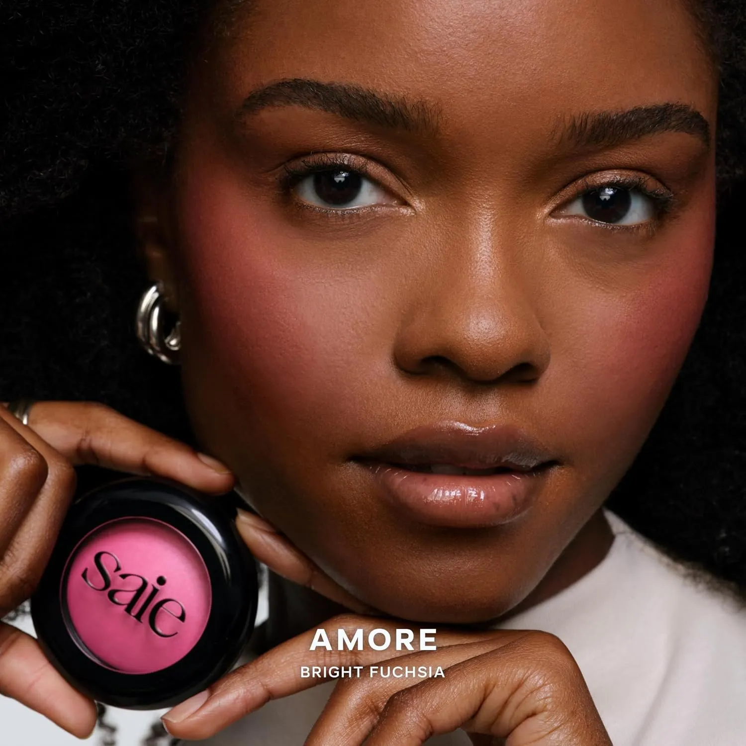 Saie SuperSuede Baked Blush - Talc-Free Powder Blush for All Day Wear - Enriched with Plant-Derived Squalane   Glycerin to Help Moisturize Dry Skin - Amore (.01 Ounce)