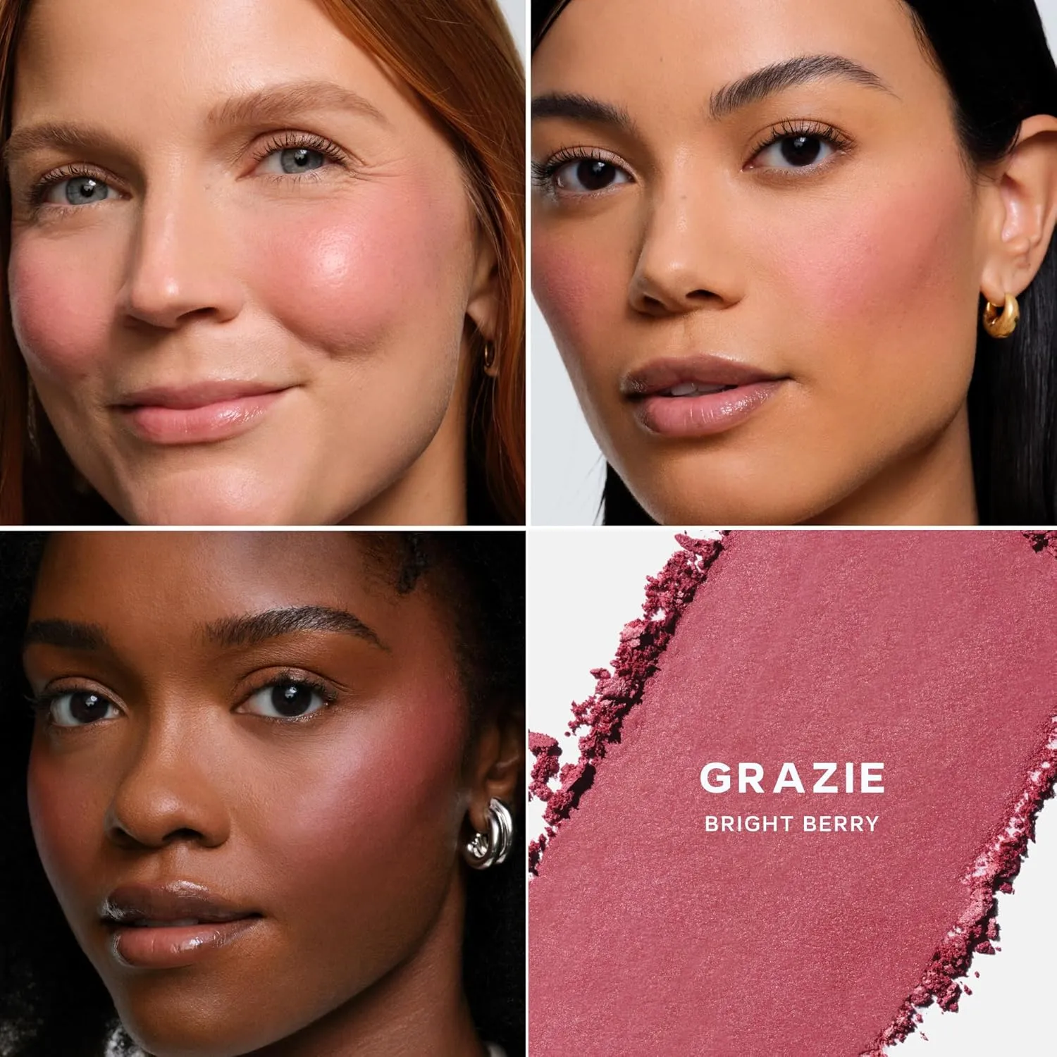 Saie SuperSuede Baked Blush - Talc-Free Powder Blush for All Day Wear - Enriched with Plant-Derived Squalane   Glycerin to Help Moisturize Dry Skin - Grazie (.01 Ounce)