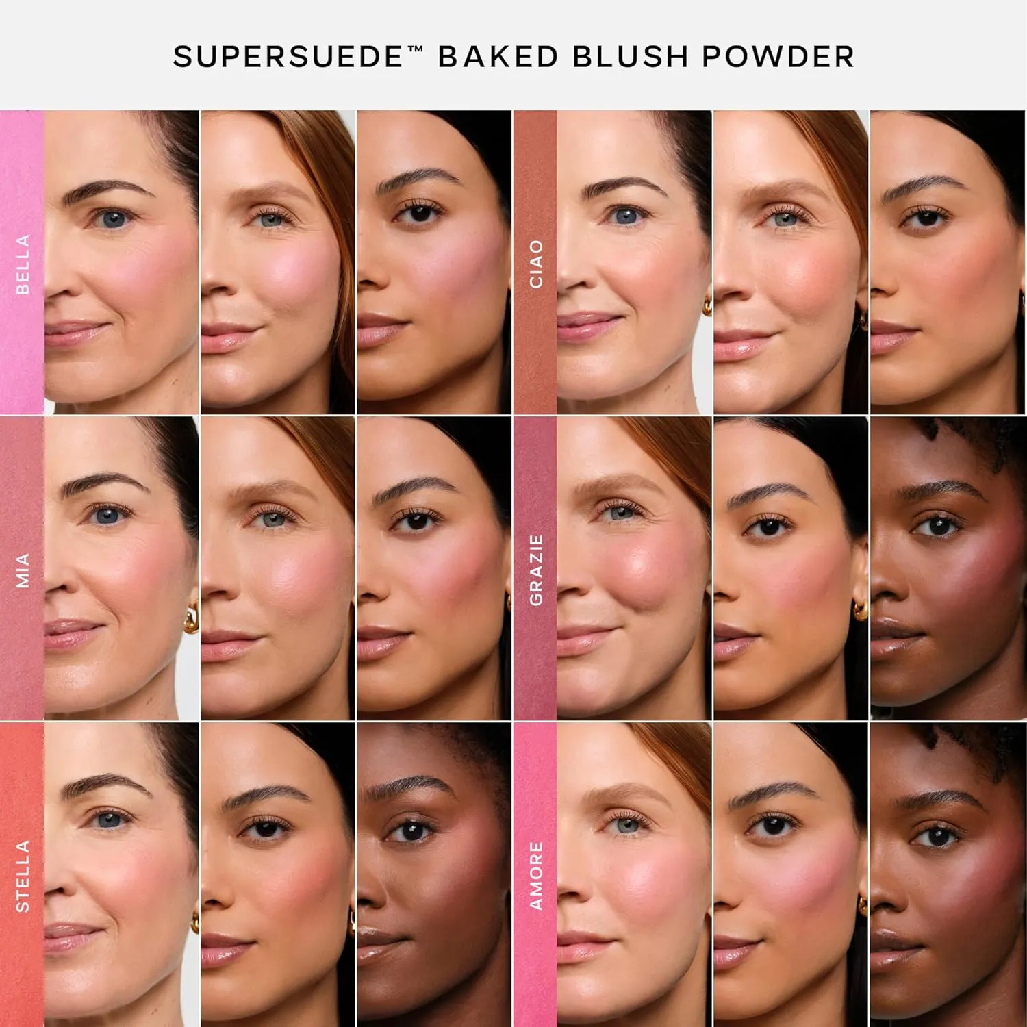 Saie SuperSuede Baked Blush - Talc-Free Powder Blush for All Day Wear - Enriched with Plant-Derived Squalane   Glycerin to Help Moisturize Dry Skin - Grazie (.01 Ounce)