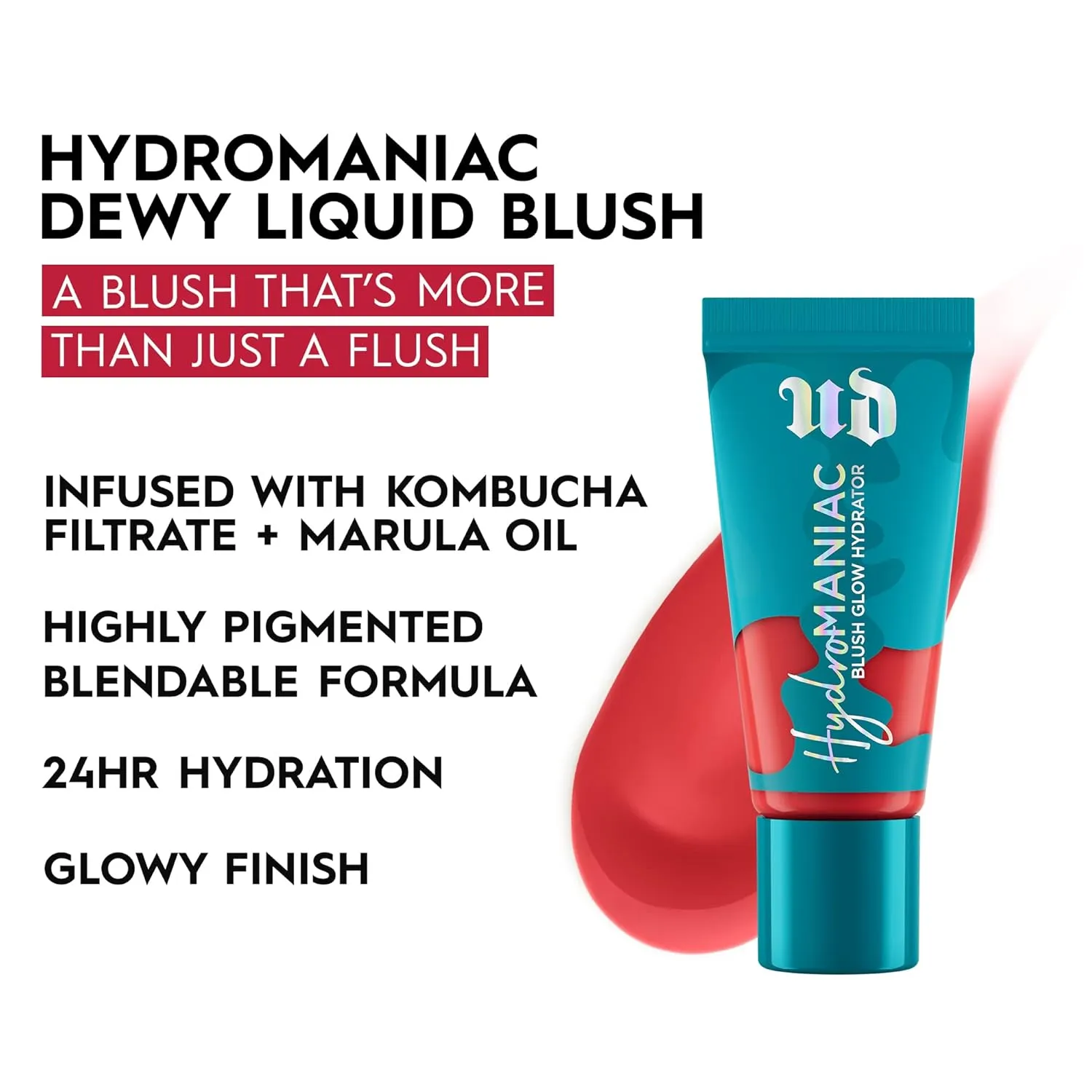 Urban Decay Hydromaniac Dewy Liquid Blush, Long-Lasting & Buildable Plumping Cheek Tint with 24HR Hydration, Kombucha Filtrate and Marula Oil, All Skin Types, Vegan - 0.5 fl oz